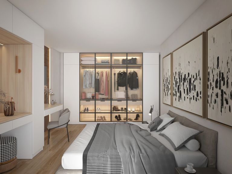 Camera da letto di un appartamento del Residence La Fenice